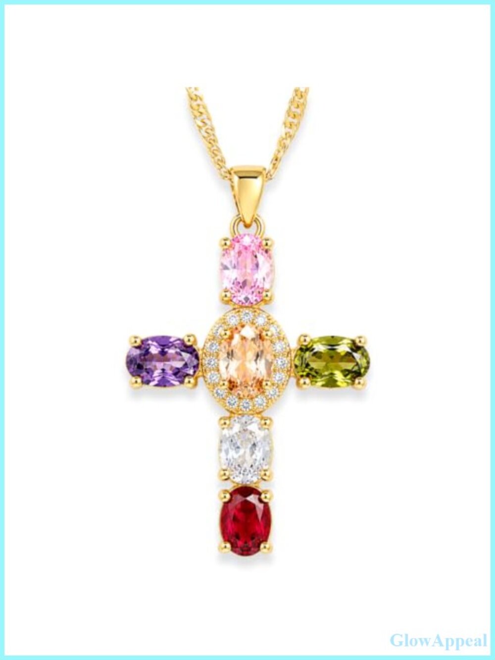 18K Gold Plated Dainty Cross Necklace Cubic Zirconia Pendant